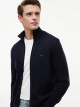Tommy Hilfiger Bayrak İşlemeli Fermuarlı Yüksek Yakalı Erkek Lacivert Sweatshirt