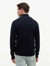 Tommy Hilfiger Bayrak İşlemeli Fermuarlı Yüksek Yakalı Erkek Lacivert Sweatshirt