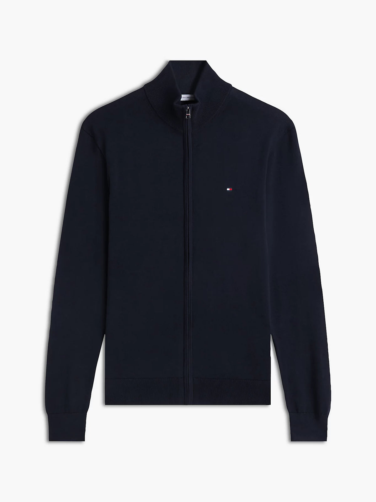 Tommy Hilfiger Bayrak İşlemeli Fermuarlı Yüksek Yakalı Erkek Lacivert Sweatshirt