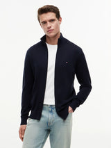 Tommy Hilfiger Bayrak İşlemeli Fermuarlı Yüksek Yakalı Erkek Lacivert Sweatshirt