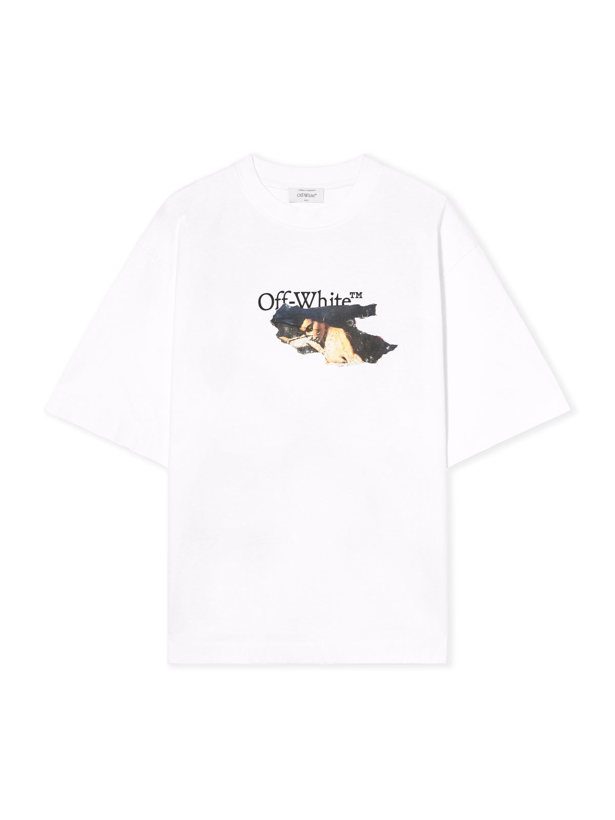 Off White Beyaz Boyalı Ok Kaykay Logolu Siyah T-Shirt