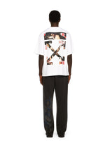 Off White Beyaz Boyalı Ok Kaykay Logolu Siyah T-Shirt