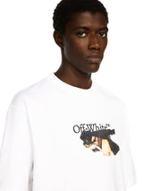 Off White Beyaz Boyalı Ok Kaykay Logolu Siyah T-Shirt