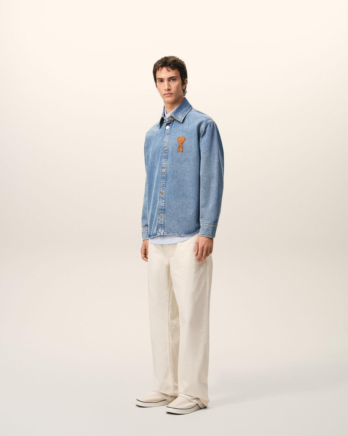 Erkek Ami Paris Mavi Denim Kot Gömlek