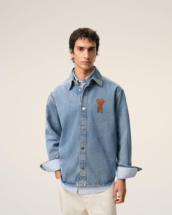 Erkek Ami Paris Mavi Denim Kot Gömlek
