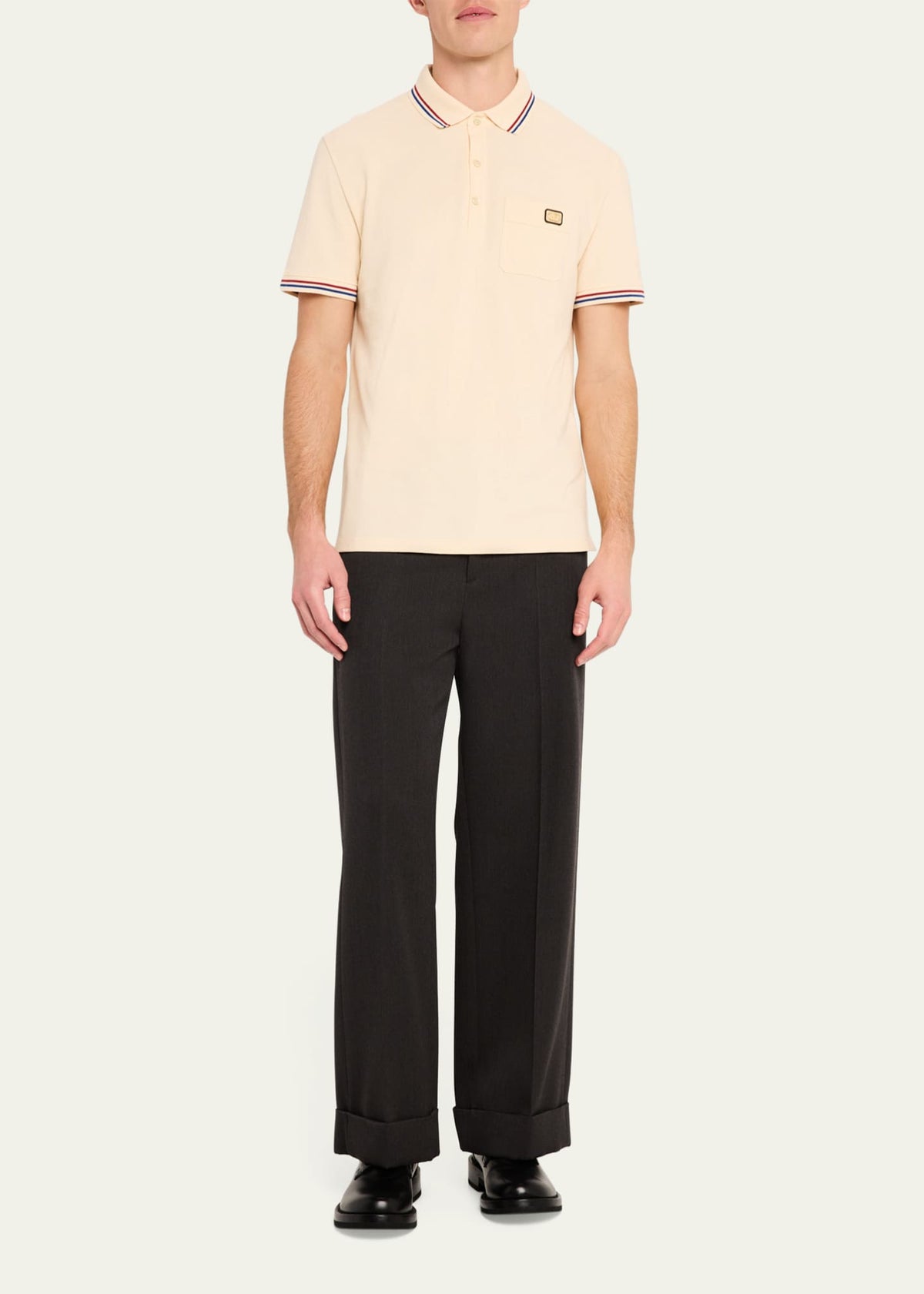Valentino Regular Fit Polo Yaka Bej T-Shirt