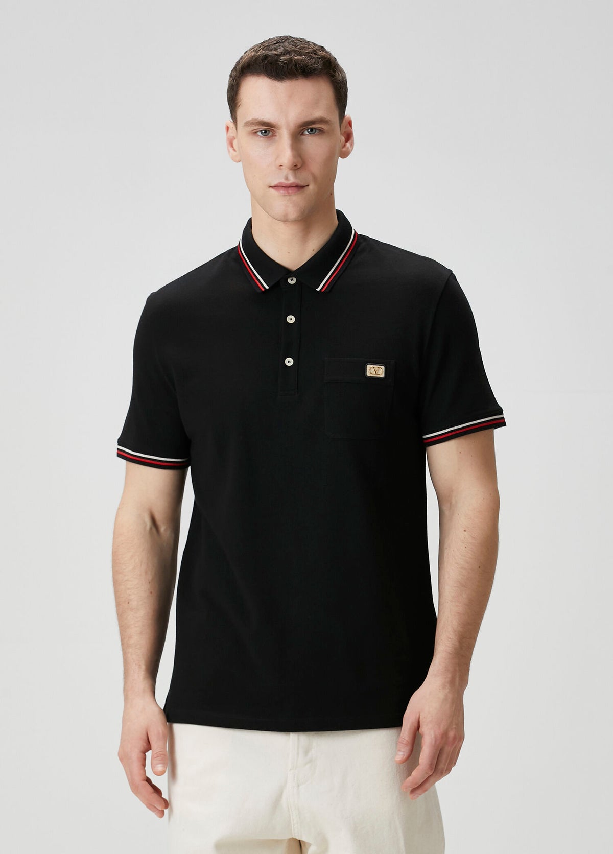 Valentino Regular Fit Polo Yaka Siyah T-Shirt