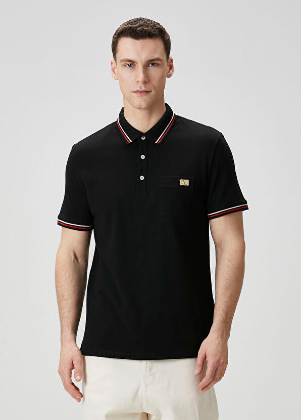 Valentino Regular Fit Polo Yaka Siyah T-Shirt