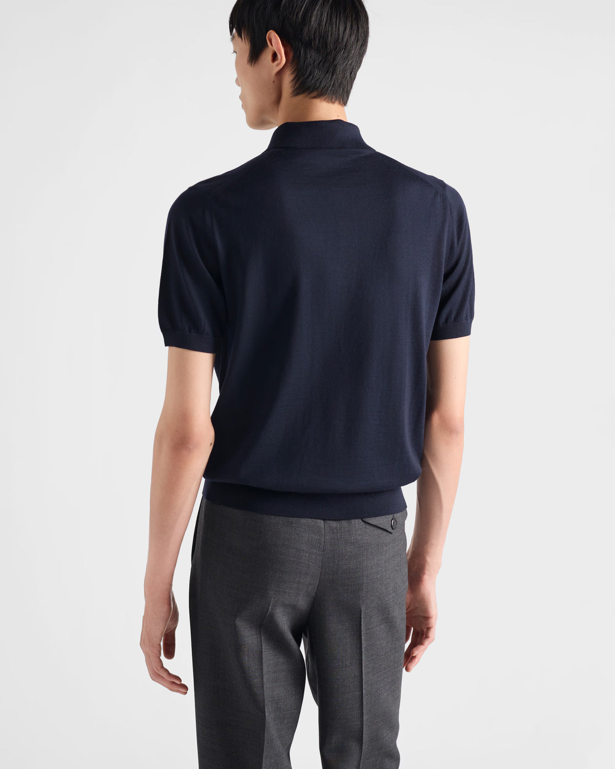 Prada Superfine Yün Polo Lacivert T-Shirt