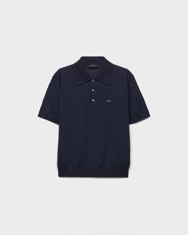 Prada Superfine Yün Polo Lacivert T-Shirt