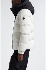 Moncler Madeira Renk Bloklu Kapüşonlu Kısa Kaz Tüyü Mont