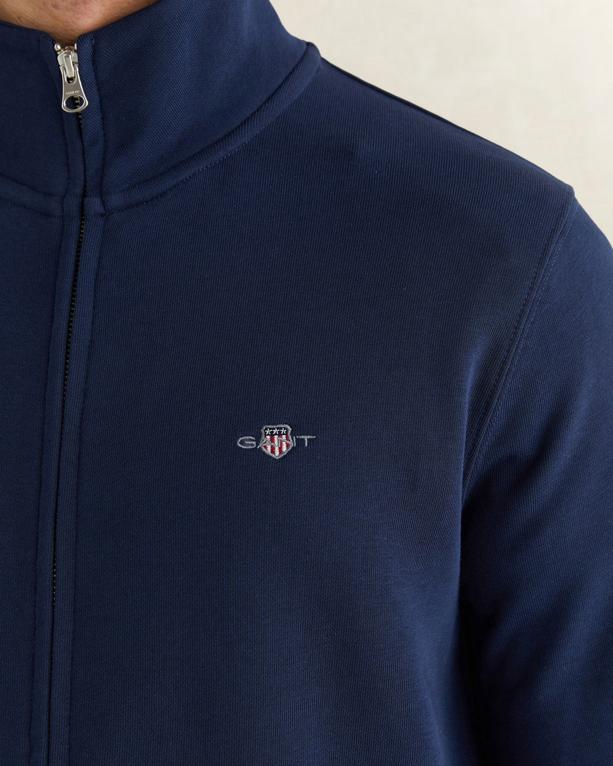 GANT Erkek Lacivert Fermuarlı Logolu Sweatshirt