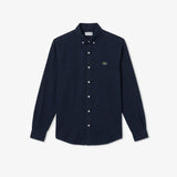 Lacoste Regular Fit Düğmeli Yaka Keten Lacivert Gömlek