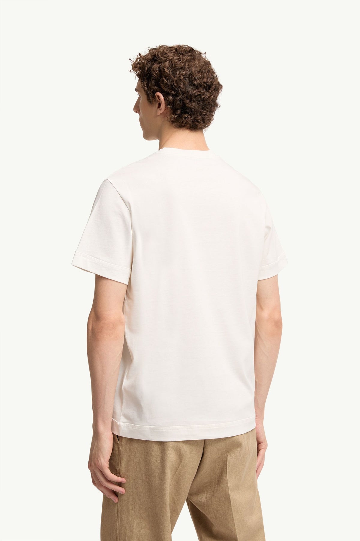 Moncler Deri Logolu Pamuklu Beyaz T-Shirt