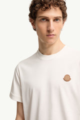 Moncler Deri Logolu Pamuklu Beyaz T-Shirt