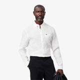 Lacoste Regular Fit Düğmeli Yaka Keten Siyah Gömlek