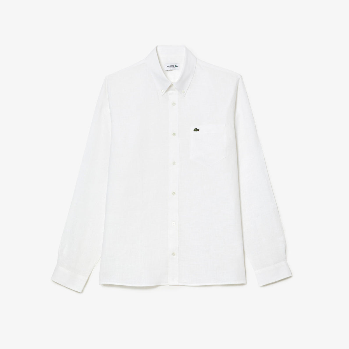 Lacoste Regular Fit Düğmeli Yaka Keten Siyah Gömlek