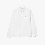 Lacoste Regular Fit Düğmeli Yaka Keten Siyah Gömlek