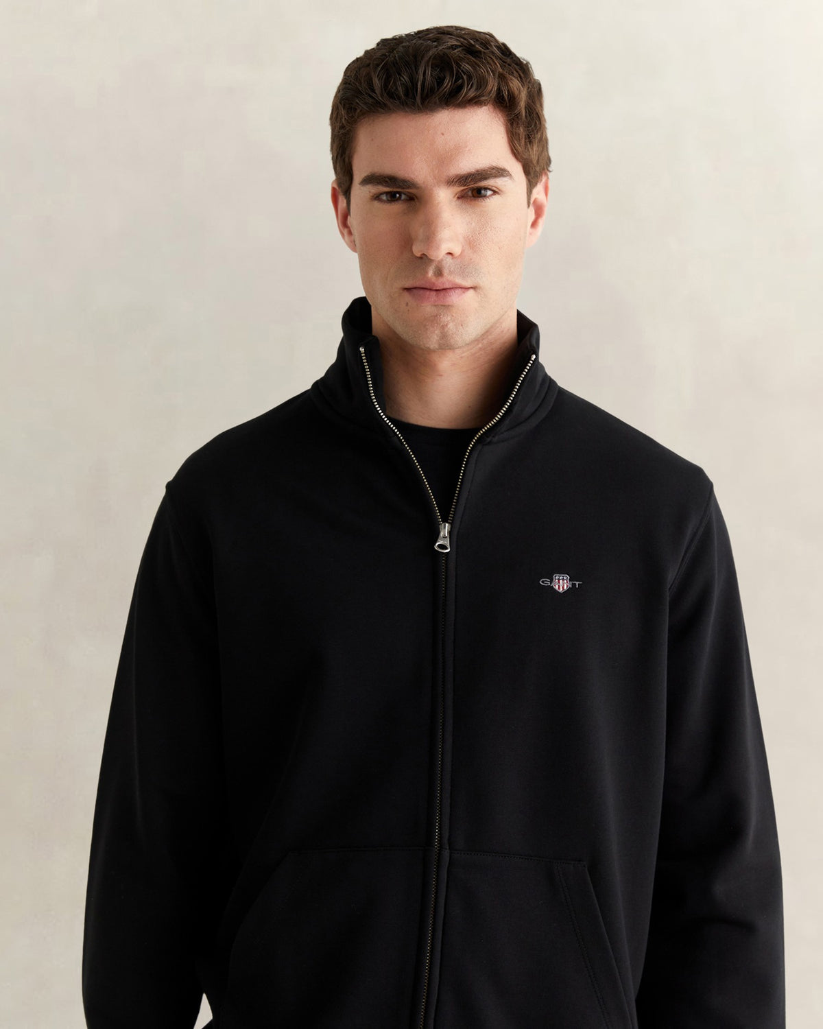 GANT Erkek Siyah Fermuarlı Logolu Sweatshirt