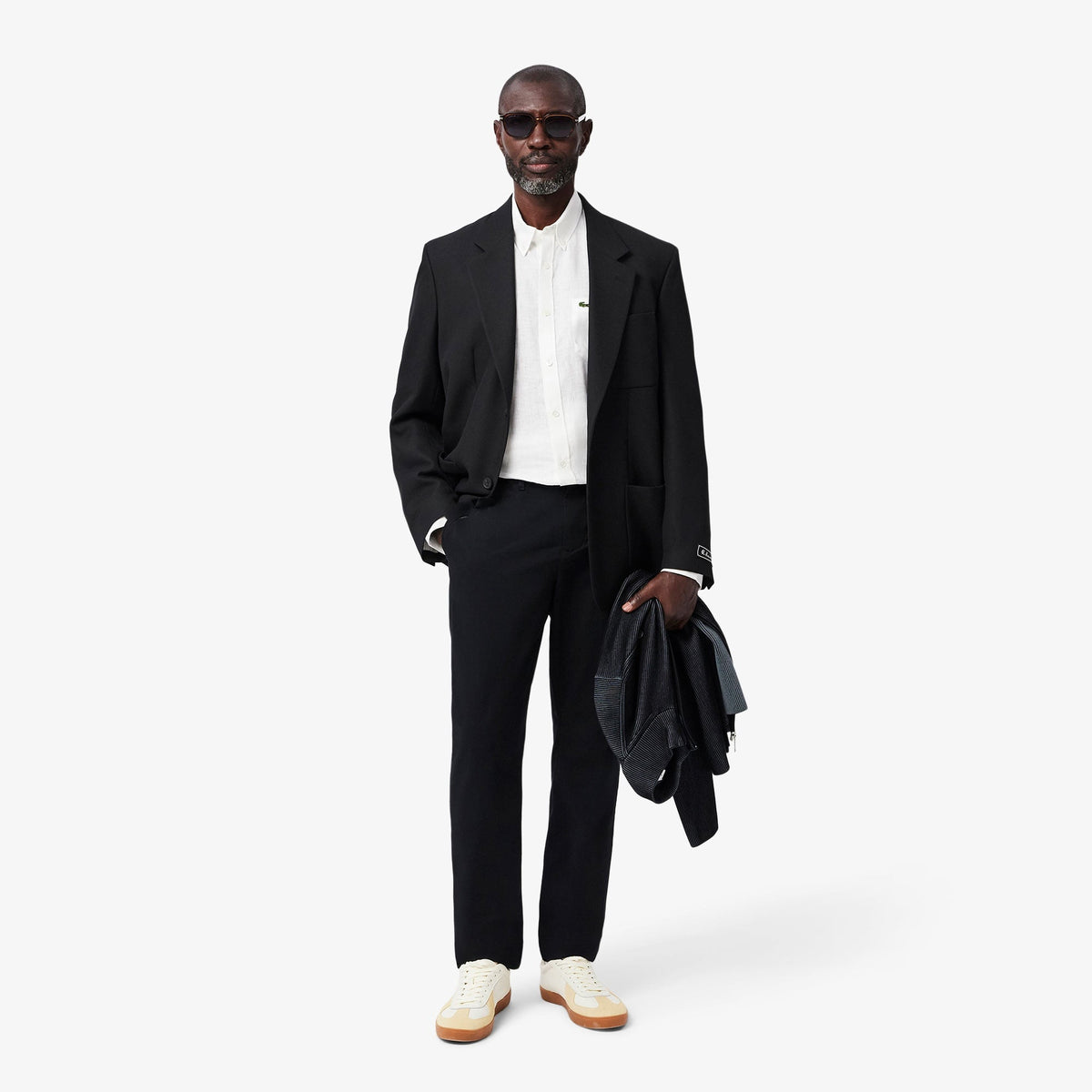 Lacoste Regular Fit Düğmeli Yaka Keten Siyah Gömlek