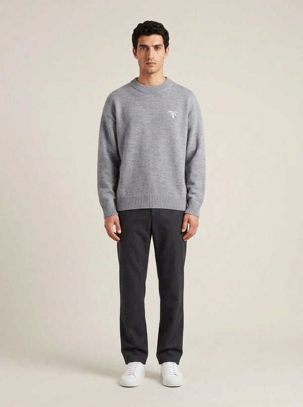 Erkek Prada Logo Cotton Sweatshirt