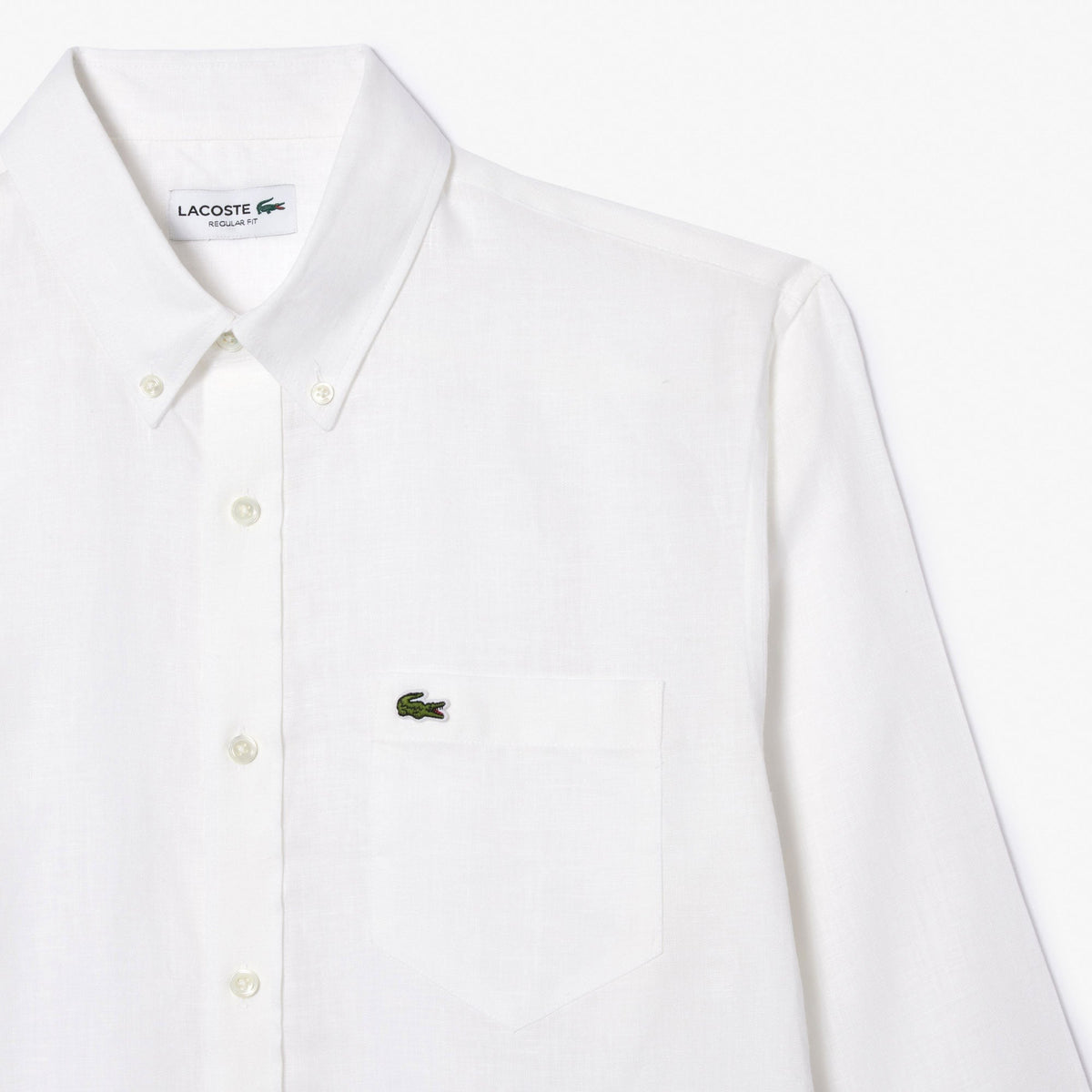 Lacoste Regular Fit Düğmeli Yaka Keten Siyah Gömlek