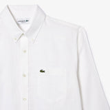 Lacoste Regular Fit Düğmeli Yaka Keten Siyah Gömlek