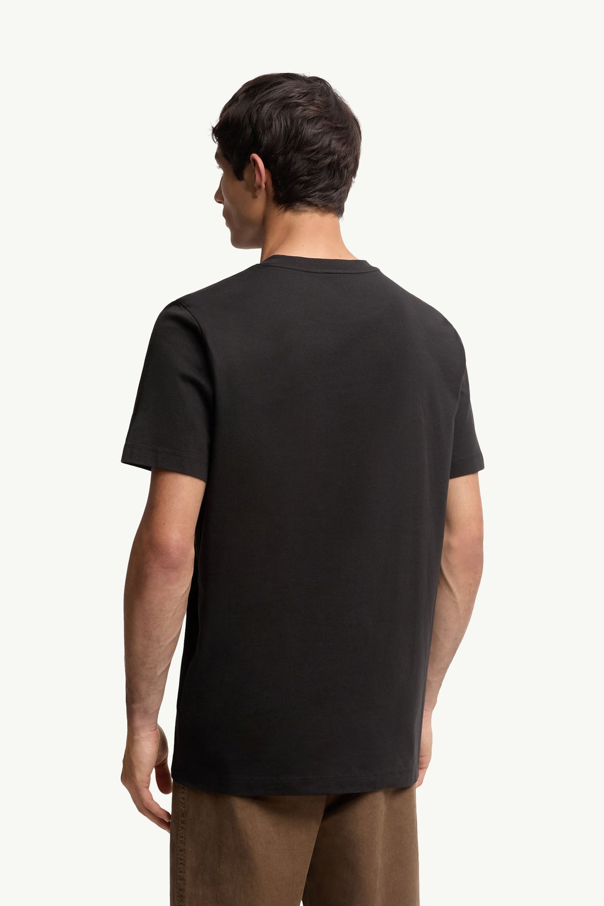 Moncler Kadife Baskılı Logolu Siyah Pamuklu T-Shirt