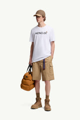 Moncler Kadife Baskılı Logolu Beyaz Pamuklu T-Shirt