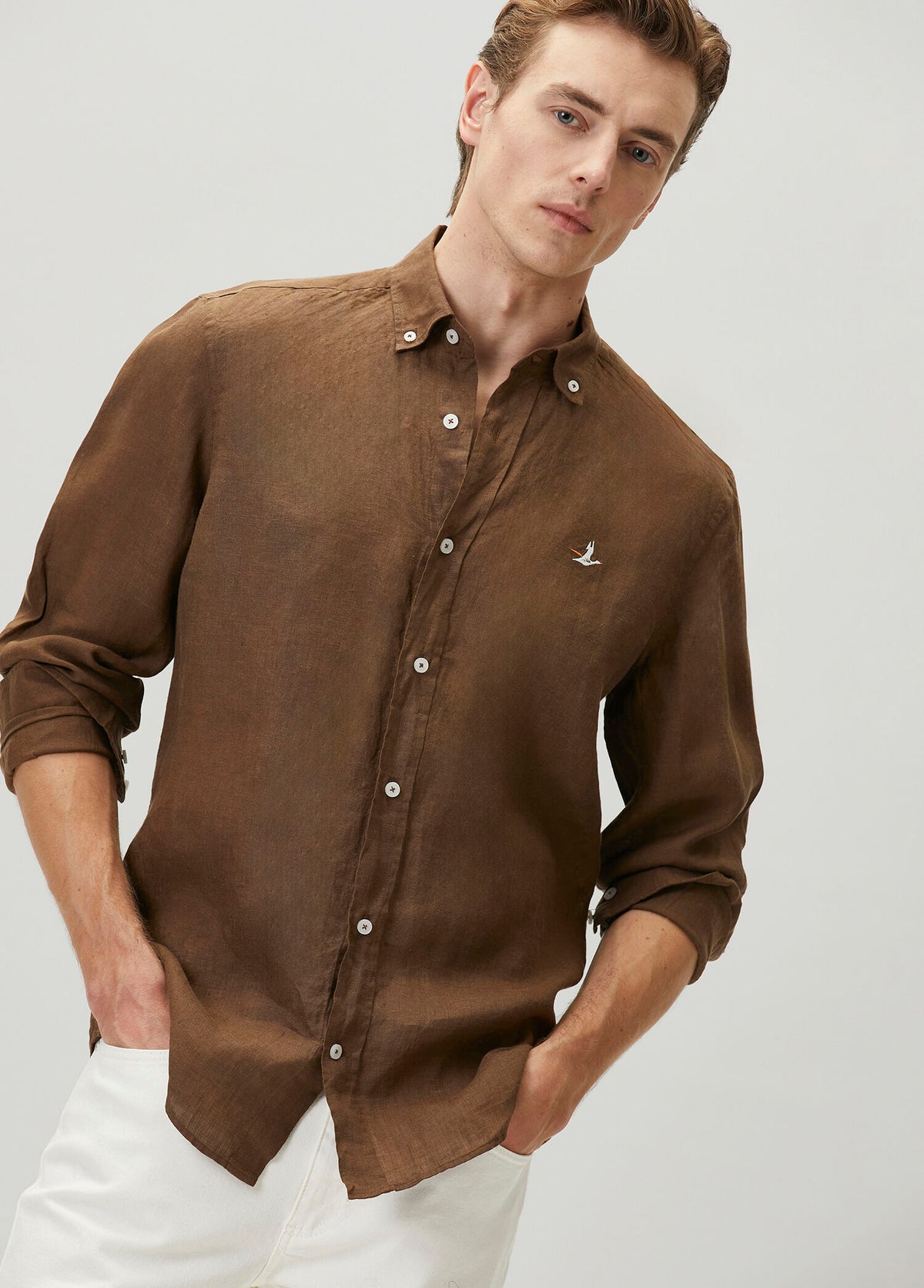 Beymen Club Lacivert Comfort Fit Keten Gömlek