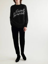 SAINT LAURENT - Logolu İntarsia Mohair Karışımlı Sweatshirt - Siyah