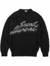 SAINT LAURENT - Logolu İntarsia Mohair Karışımlı Sweatshirt - Siyah