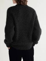 SAINT LAURENT - Logolu İntarsia Mohair Karışımlı Sweatshirt - Siyah