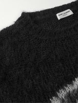 SAINT LAURENT - Logolu İntarsia Mohair Karışımlı Sweatshirt - Siyah