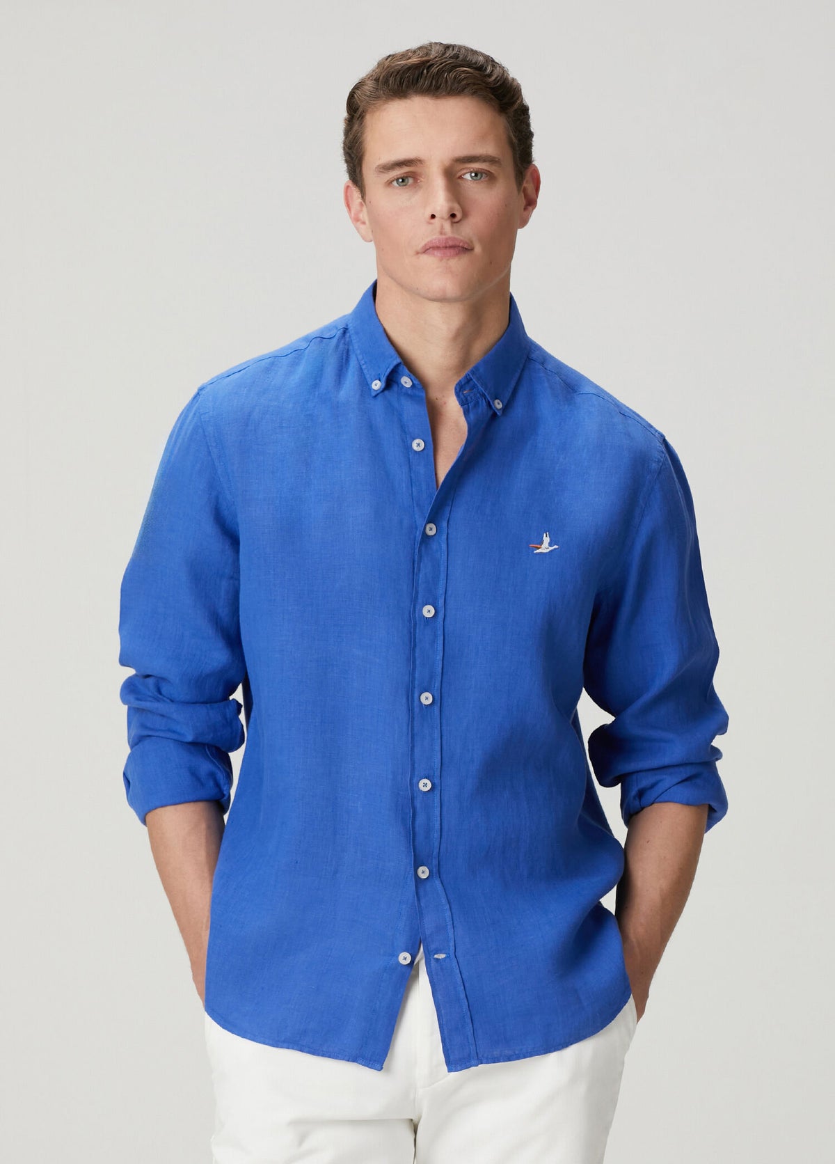 Beymen Club Lacivert Comfort Fit Keten Gömlek