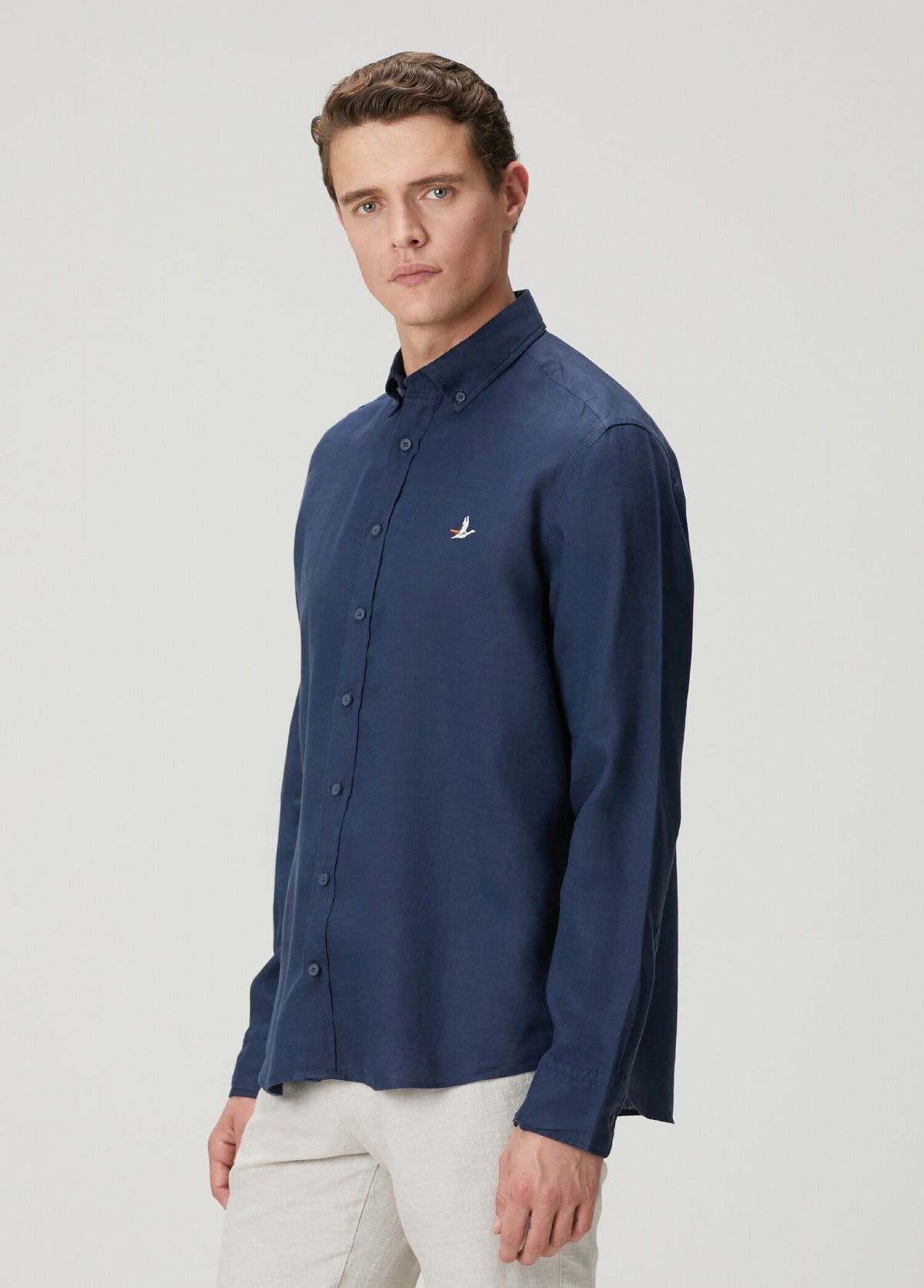 Beymen Club Lacivert Comfort Fit Keten Gömlek