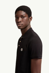 Moncler Siyah Pamuklu Pike Polo T-Shirt