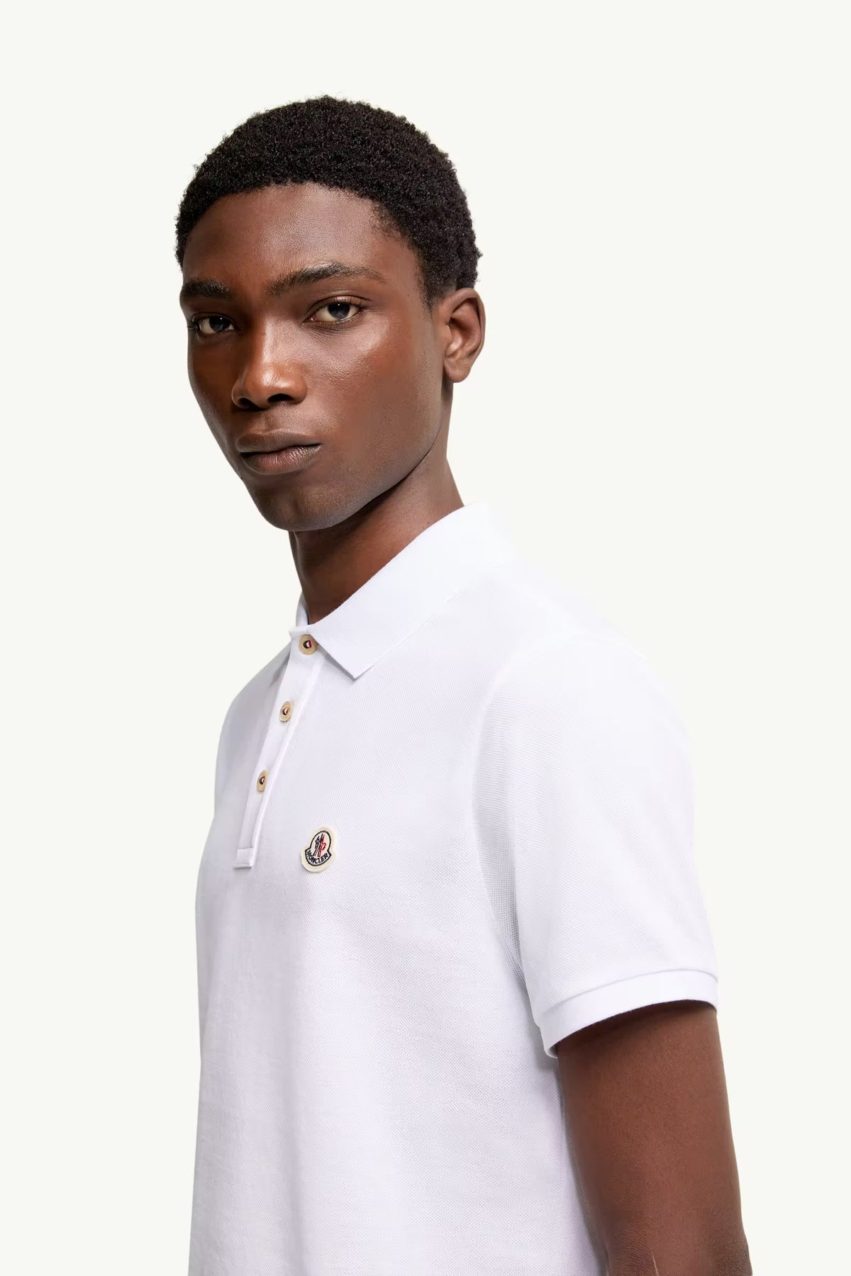 Moncler Beyaz Pamuklu Pike Polo T-Shirt