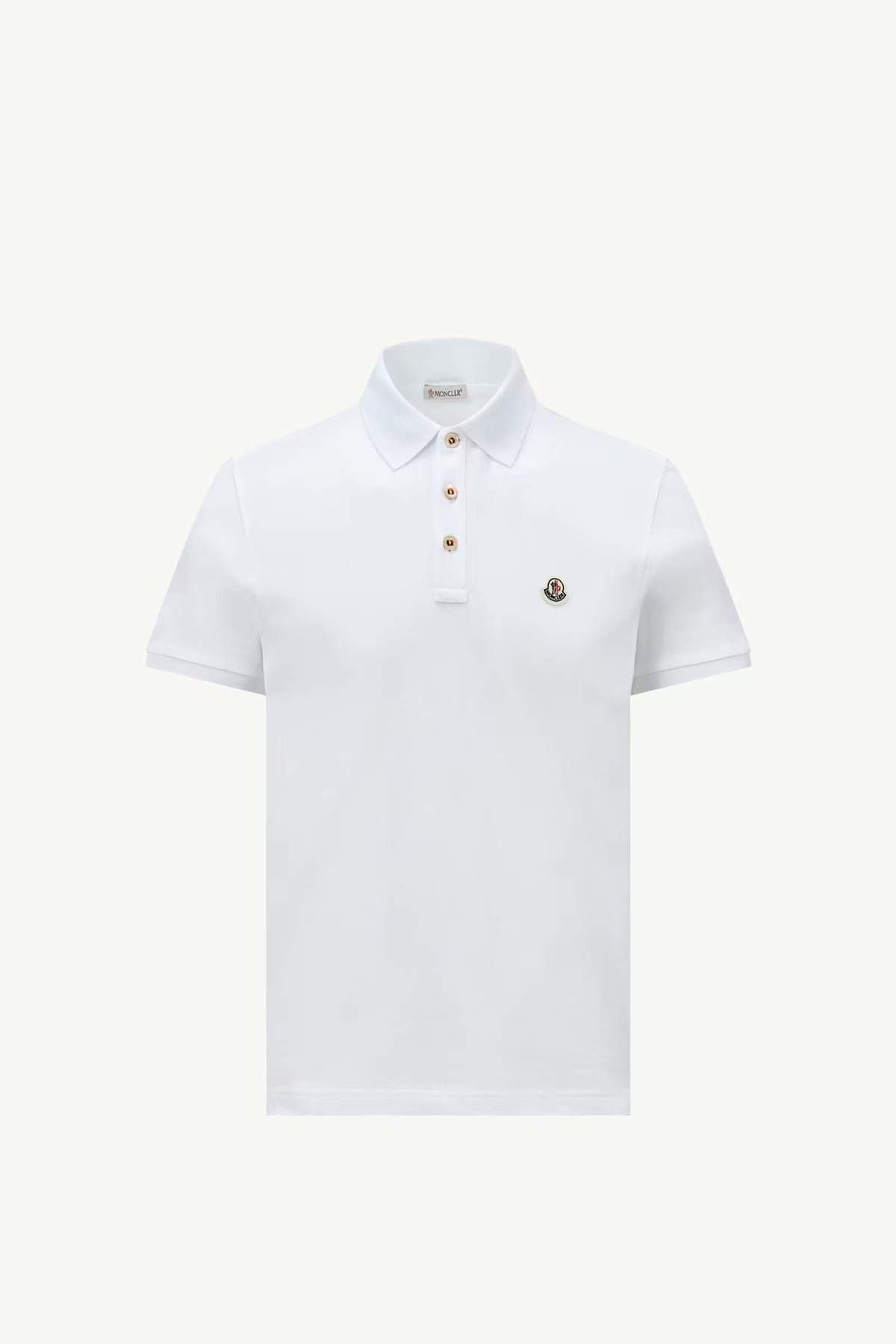 Moncler Beyaz Pamuklu Pike Polo T-Shirt
