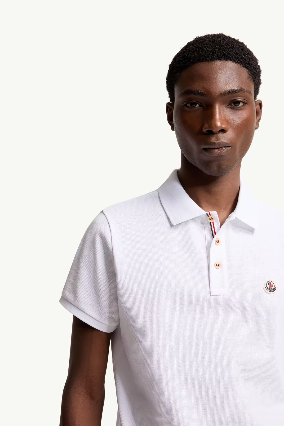 Moncler Beyaz Pamuklu Pike Polo T-Shirt