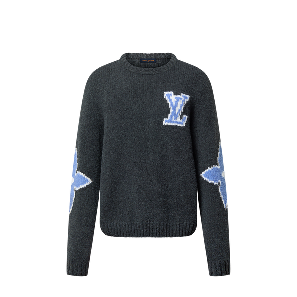 LV Intarsia Bisiklet Yaka Kazak