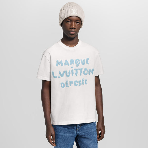 Louis Vuitton İşlemeli İmza Beyaz T-Shirt