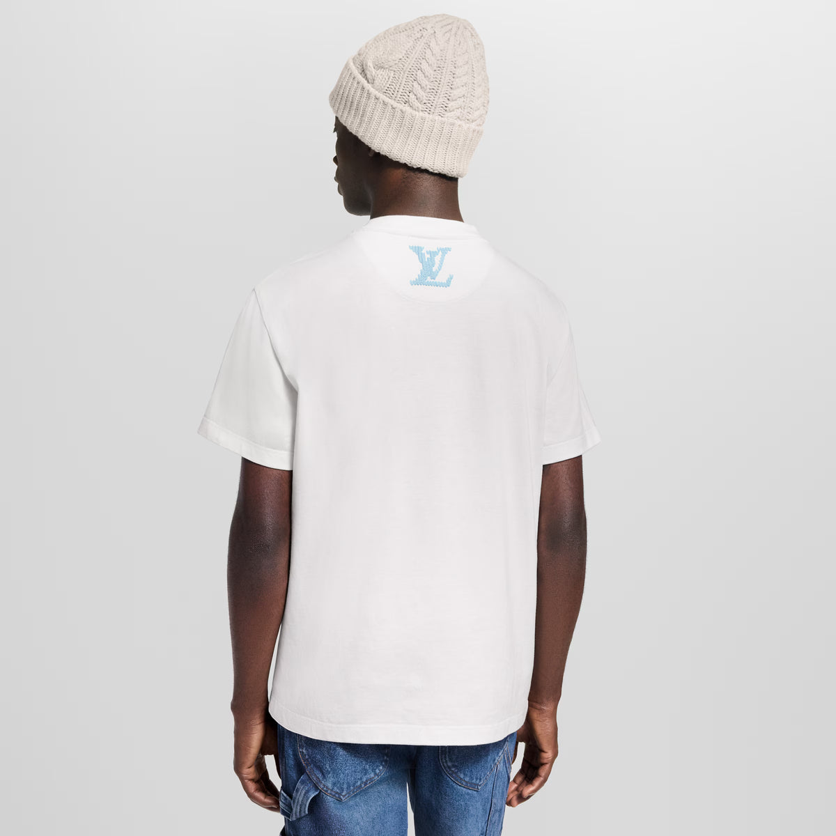 Louis Vuitton İşlemeli İmza Beyaz T-Shirt