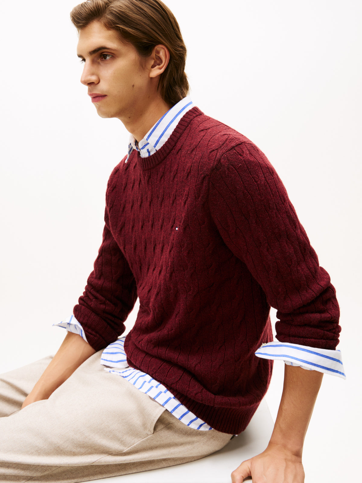 Tommy Hilfiger Erkek Classic Cable Crew Kazak