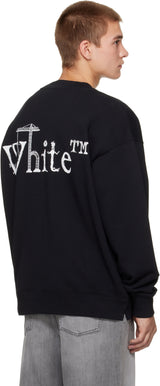 Off-White Siyah Ortak Logolu Kaykaycı Bisiklet Yaka Sweatshirt