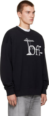 Off-White Siyah Ortak Logolu Kaykaycı Bisiklet Yaka Sweatshirt