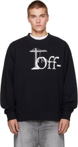 Off-White Siyah Ortak Logolu Kaykaycı Bisiklet Yaka Sweatshirt