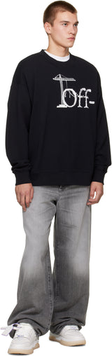 Off-White Siyah Ortak Logolu Kaykaycı Bisiklet Yaka Sweatshirt