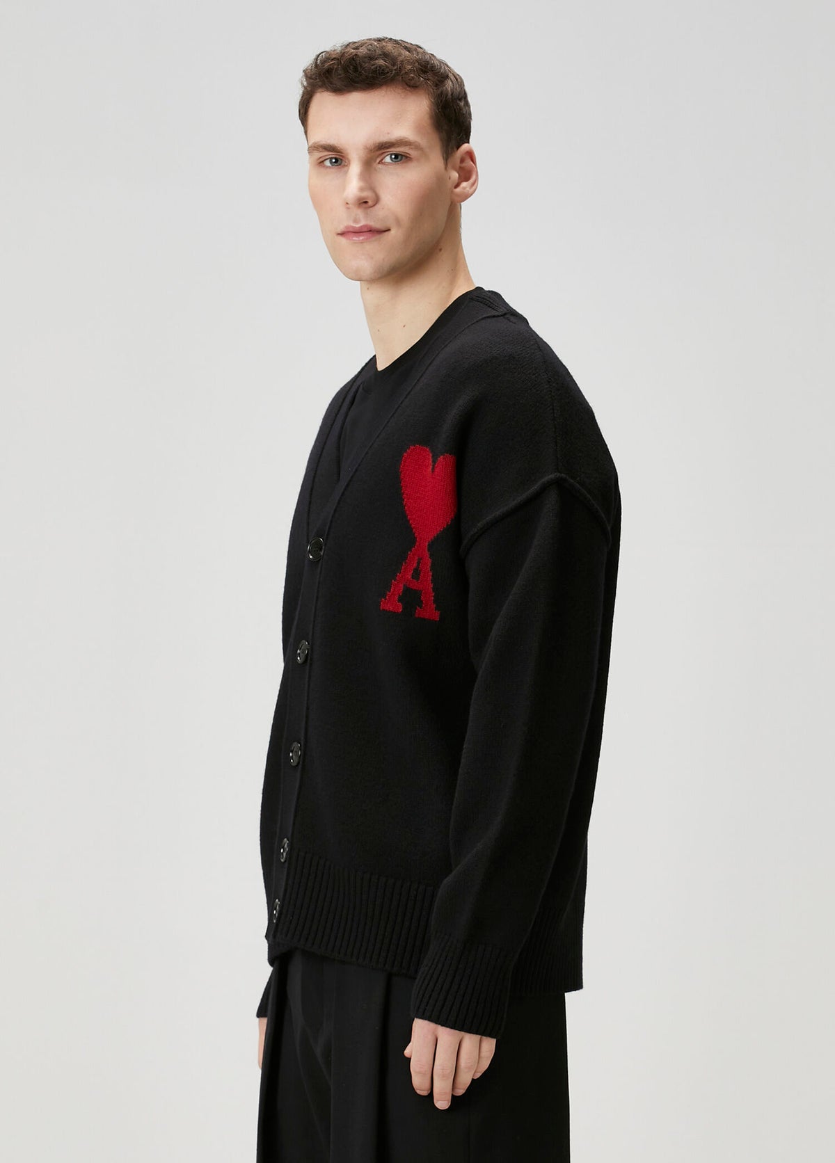 Ami Logo Siyah Düğmeli Sweatshirt