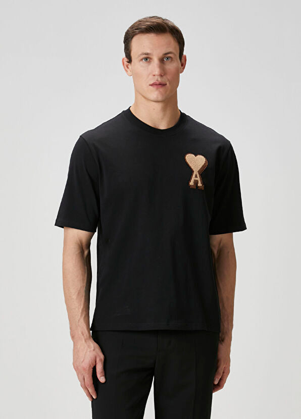 Ami de Coeur Baskılı Pamuklu Siyah T-Shirt
